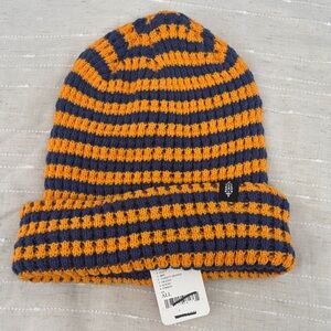 Free People Striped Orange and Navy Beanie